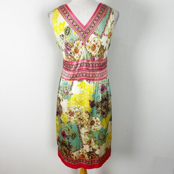 Y2K Nicole Miller Silk Scarf Print Shift Dress Asian Inspired Floral Size 10 Wom - Picture 4 of 5